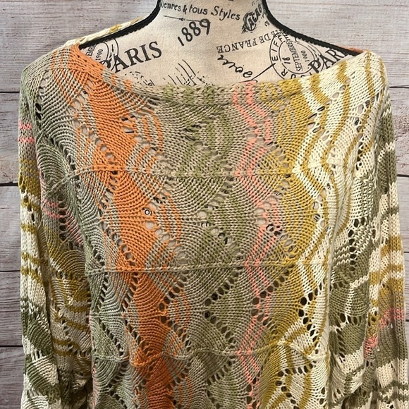 Easel Open Knit Sweater NWT Cropped Earth Tones Size Small Oversized - Picture 2 of 10